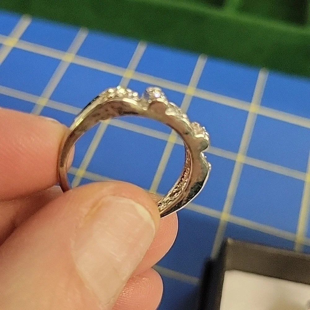 Rhinestone Faux Diamond Band Silver Ring Size 9.5